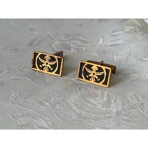 Vintage Copper Cufflinks w\Thunderbird Image Native American Dancing Totem